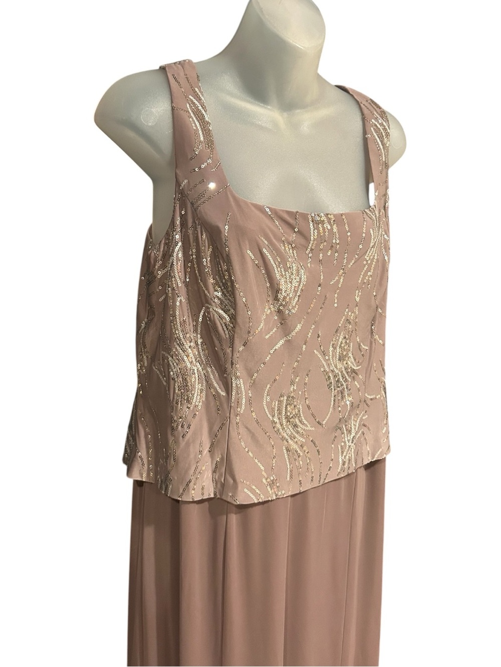 Alex Evenings Sequin Mock Two-Piece Dress with Jacket Size 14 Pewter and Silver - Picture 8 of 16